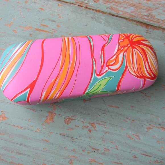 Lilly Pulitzer Eyeglass Glasses SUNGLASSES HARD CASE FLORAL PINK GREEN TROPICAL, - Picture 1 of 4